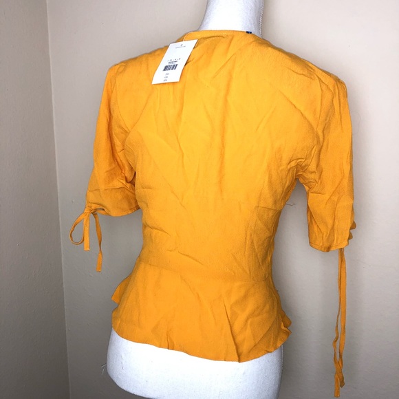 Topshop mustard Bryony front button blouse - Picture 3 of 4